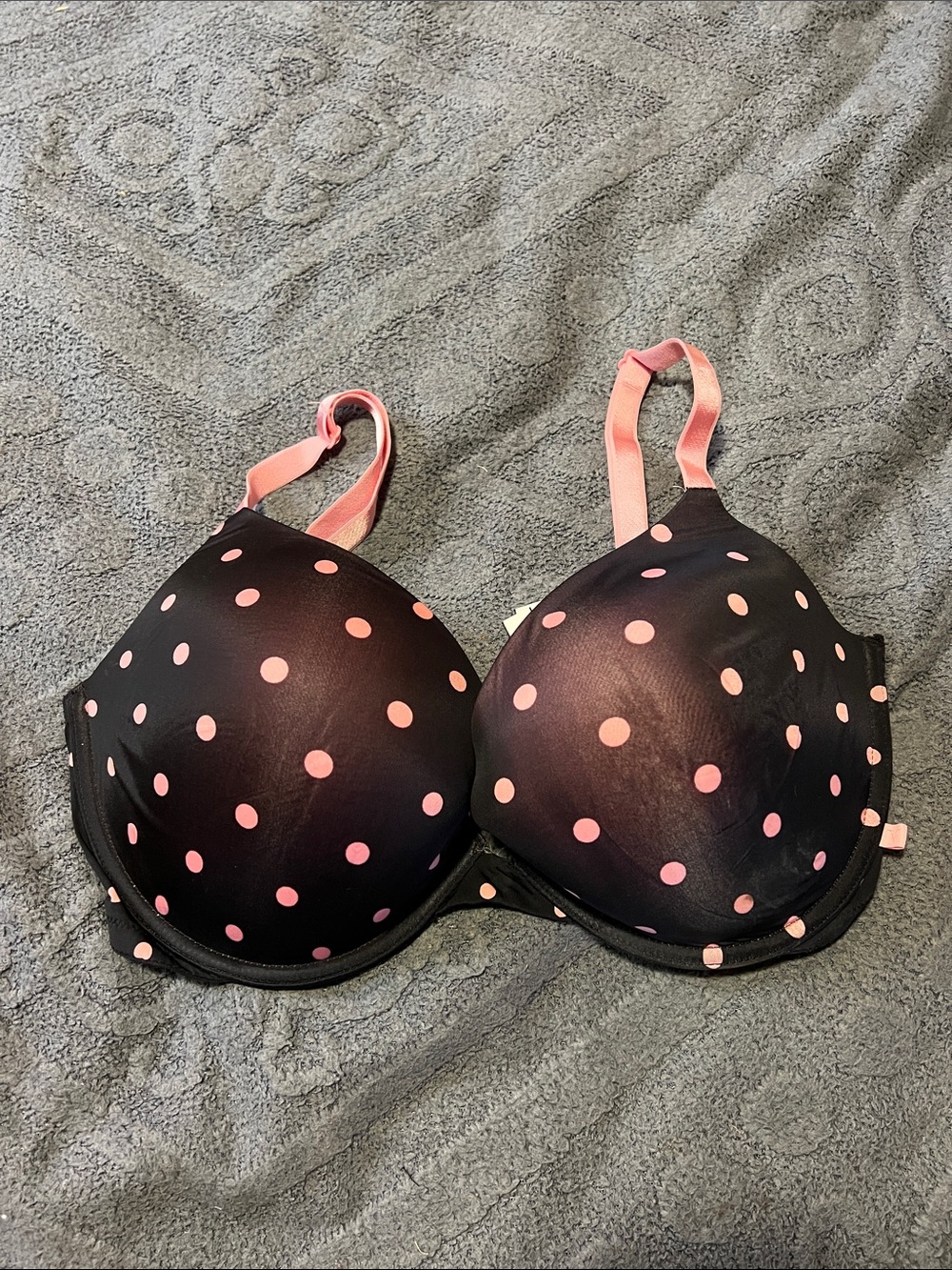 Victorias Secret Black & Pink Polka Dot T-Shirt Bra - Women Intimates